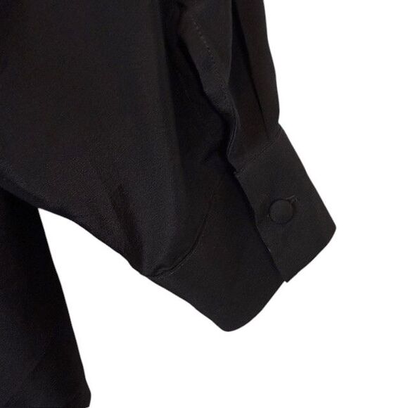 Norma Kamali 100% Silk Black Button Front Blouse Dolman Sleeve Size Medium - Picture 5 of 10